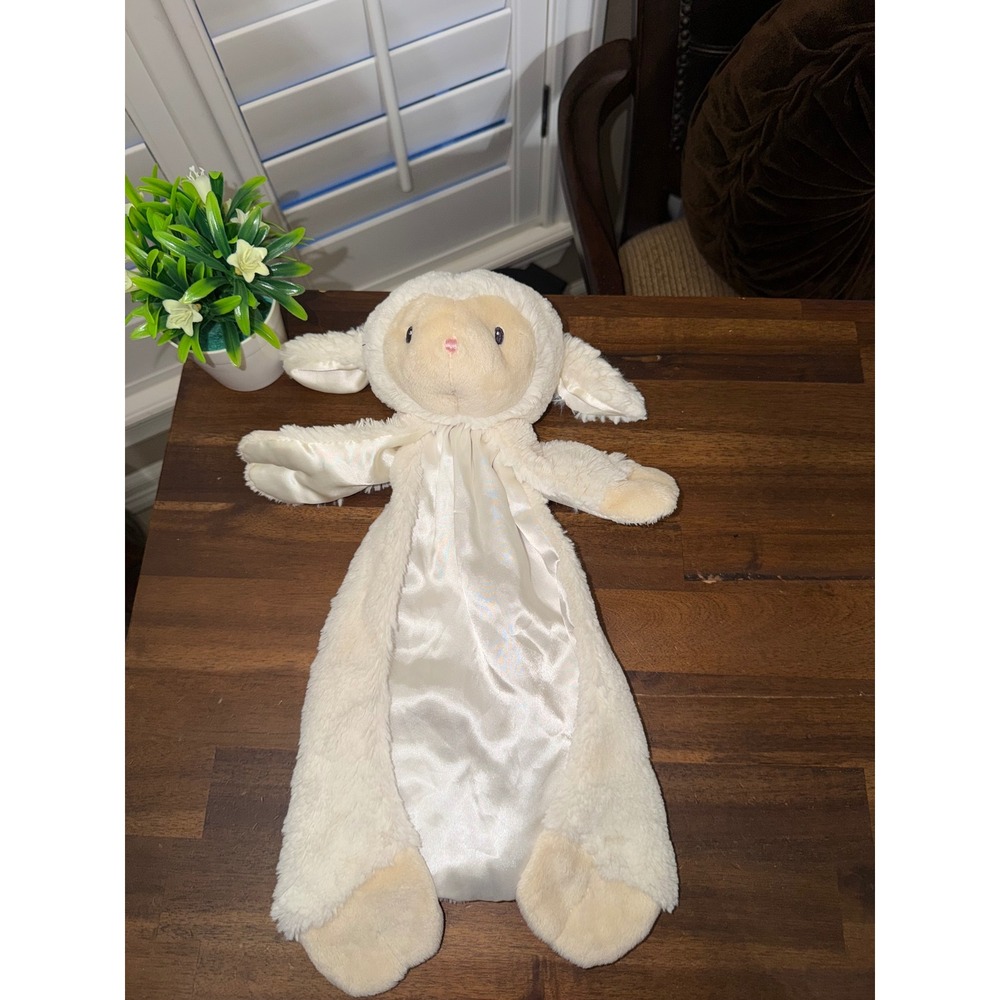 Baby Gund White Lamb Lovey Huggybuddy Satin Swirl Fur Security Blanket